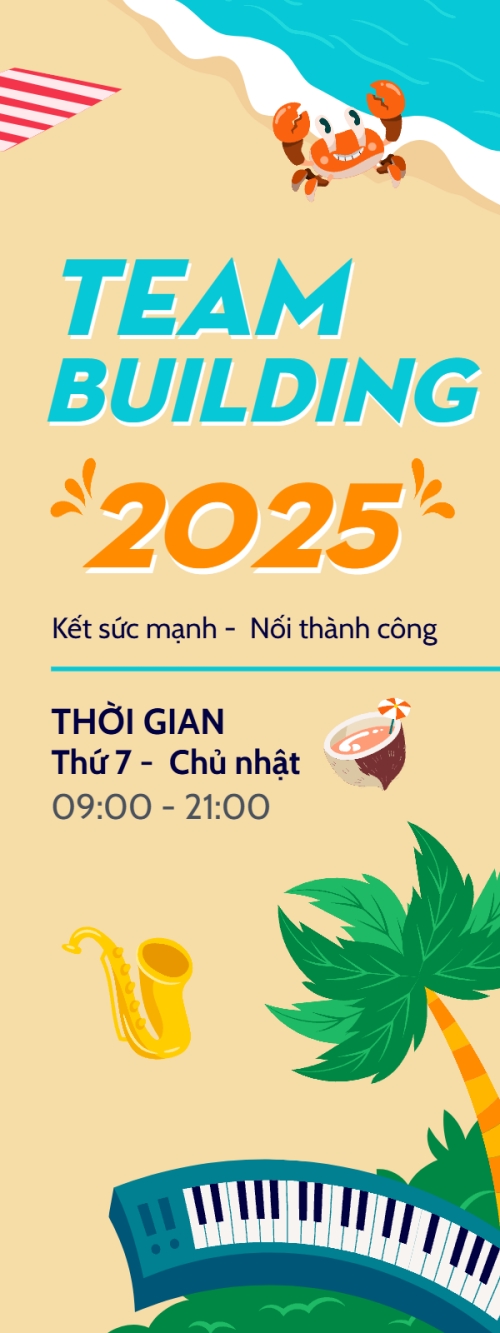 Mẫu thiết kế Standee Team building, mùa hè, summer,Du lịch, travel, tourism, trải nghiệm, khám phá 1747741968