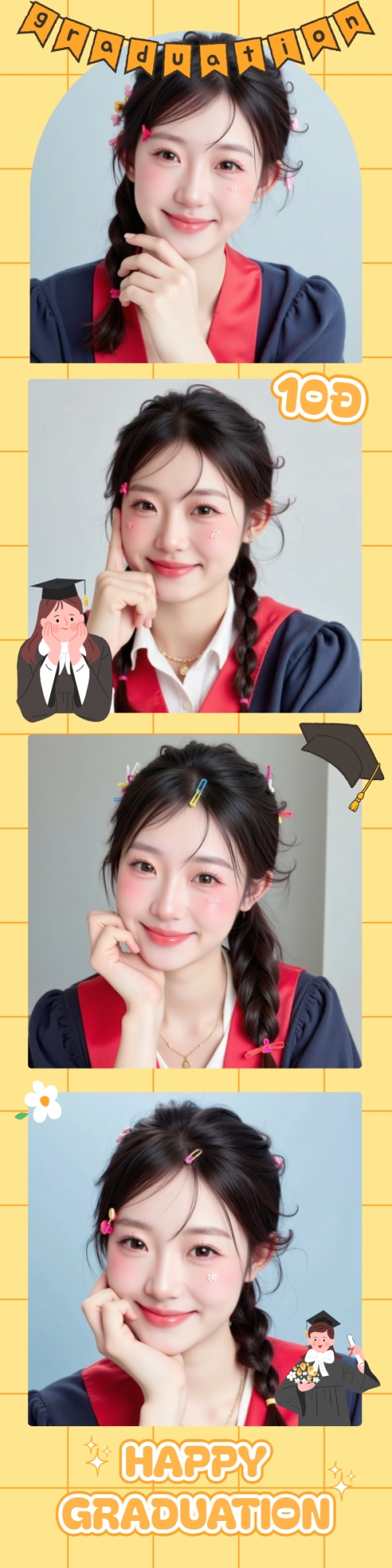 Mẫu thiết kế Bộ Ảnh Photostrip Tốt nghiệp, kỉ yếu, Graduation, yearbook, cute, dễ thương 1750635386