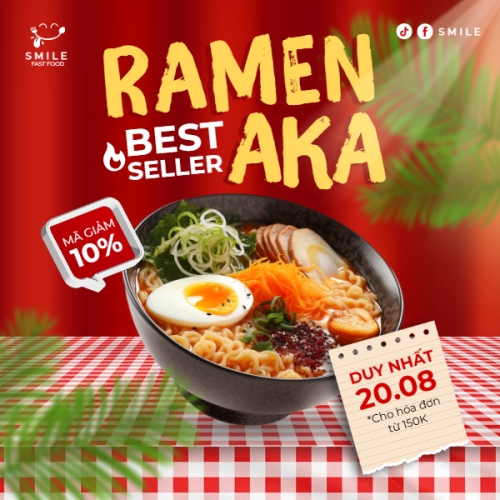 Mẫu thiết kế Bài đăng Facebook (vuông) Mì, ramen, đồ ăn, food, thực phẩm, ẩm thực, món ăn, F&B, nhà hàng, thức ăn, hiện đại 1752309042