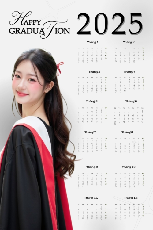 Mẫu thiết kế Lịch đơn treo tường Tốt nghiệp, kỉ yếu, Graduation, yearbook, đơn giản, simple, minimalist, tối giản 1751657402