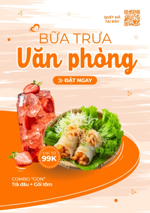 Mẫu thiết kế Poster chuẩn Gỏi cuốn, gỏi, trà dâu, nước uống, đồ ăn, food, thực phẩm, ẩm thực, món ăn, F&B, nhà hàng, thức ăn, hiện đại	 1752396438