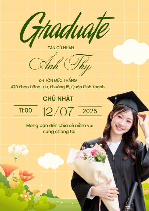 Mẫu thiết kế Thư mời Tốt nghiệp, kỉ yếu, Graduation, yearbook, dễ thương, cute, chibi, hoạt hình, cartoon 1751352789