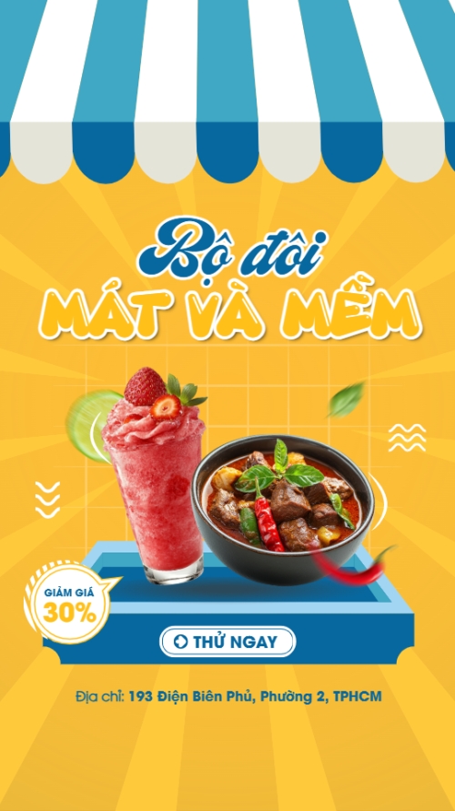 Mẫu thiết kế Tin Facebook Bò kho, trà dâu, nước uống, Đồ ăn, food, thực phẩm, ẩm thực, món ăn, F&B, nhà hàng, hiện đại, modern	 1752396438