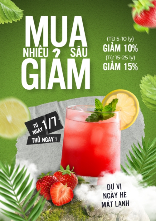 Mẫu thiết kế Poster chuẩn Trà dâu, nước uống, juice, giải khát, F&B, drink, cafe, coffee, cà phê, trà sữa, milk tea, hiện đại	 1752396438