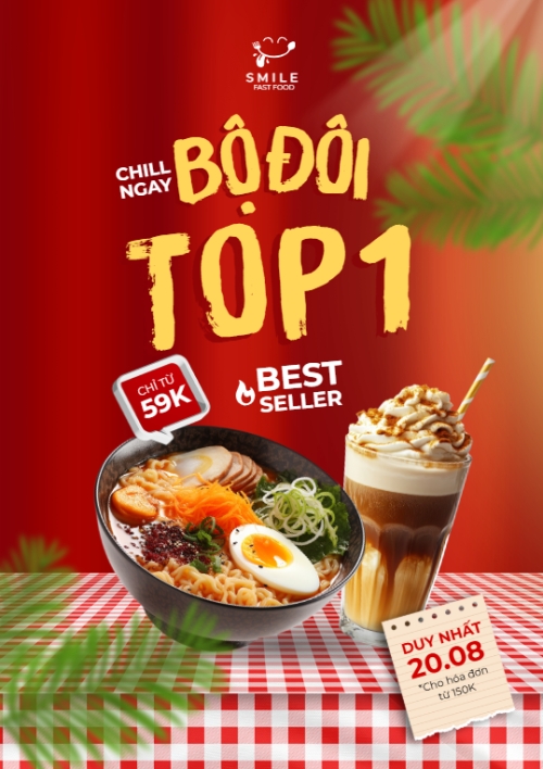 Mẫu thiết kế Poster chuẩn Mì, cà phê, nước uống, drink, đồ ăn, food, thực phẩm, ẩm thực, món ăn, F&B, nhà hàng, thức ăn, hiện đại	 1752396438