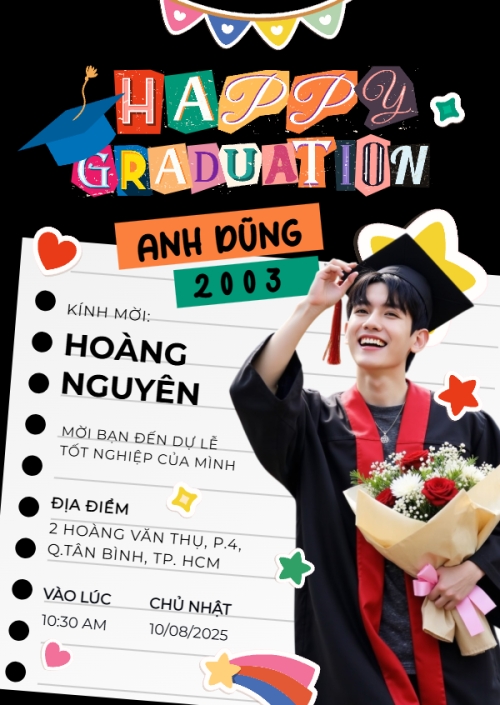 Mẫu thiết kế Thư mời Tốt nghiệp, kỉ yếu, Graduation, yearbook, y2k, dễ thương, cute, chibi, hoạt hình, cartoon 1751352789
