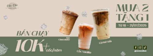 Mẫu thiết kế Ảnh bìa Facebook Cà phê, coffee, cà phê, nước uống, juice, giải khát, F&B, drink, dễ thương, hiện đại 1752326777