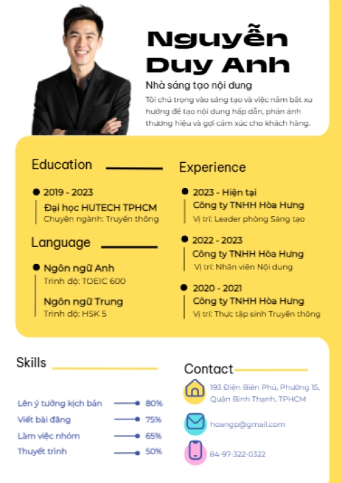 Mẫu thiết kế Hồ sơ xin việc Social, truyền thông, nhà sáng tạo nội dung, đơn giản, simple, minimalist, tối giản, hiện đại 1760220704