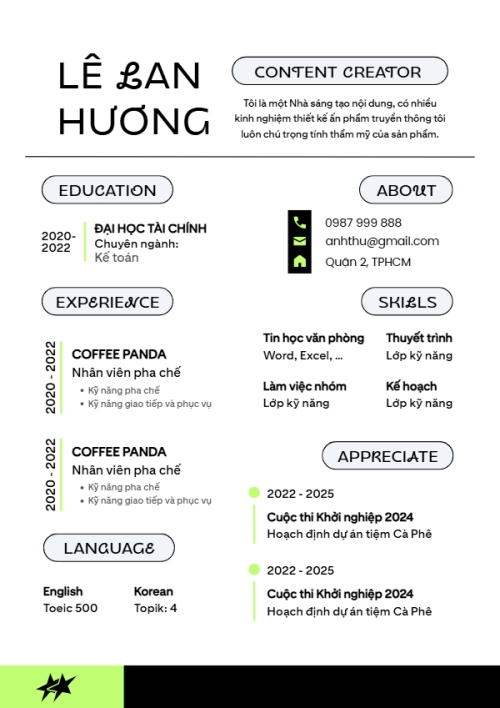 Mẫu thiết kế Hồ sơ xin việc Content creator, sáng tạo nội dung, xây dựng, build, nội thất, bất động sản, interior, real estate, đơn giản, simple, hiện đại 1760220704