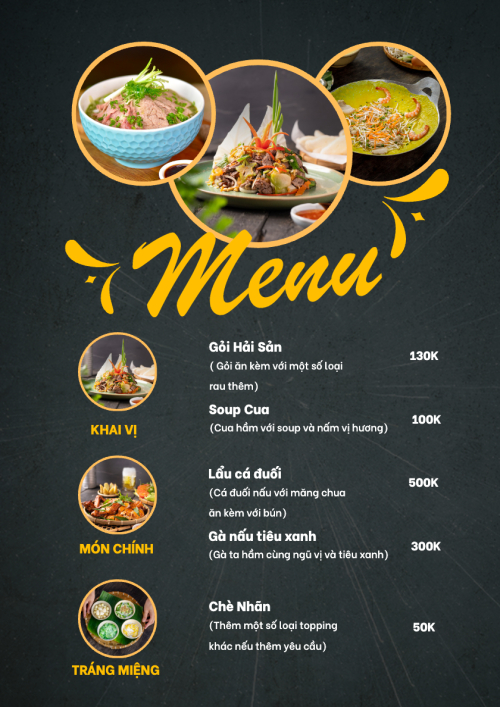 Mẫu thiết kế Menu tờ rời (dọc) Đồ ăn, food, thực phẩm, ẩm thực, món ăn, F&B, nhà hàng, thức ăn 1761350732