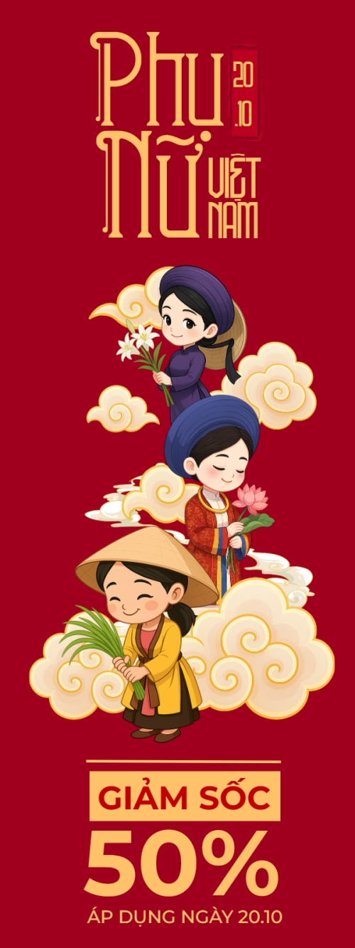 Mẫu thiết kế Standee 20/10, Ngày phụ nữ Việt Nam, Vietnamese Women's Day, phụ nữ, sự kiện, event, dễ thương, cute, chibi, hoạt hình, cartoon 1760223714