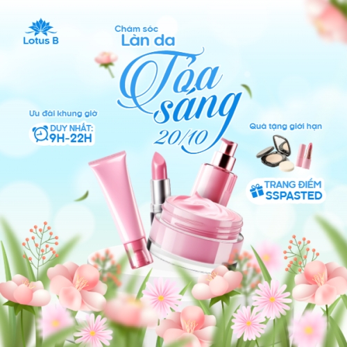 Mẫu thiết kế Bài đăng Facebook (vuông) 20/10, Ngày phụ nữ Việt Nam, Vietnamese Women's Day, phụ nữ, sự kiện, event, mỹ phẩm, làm đẹp, beauty, hiện đại, modern, hoa lá 1760221880