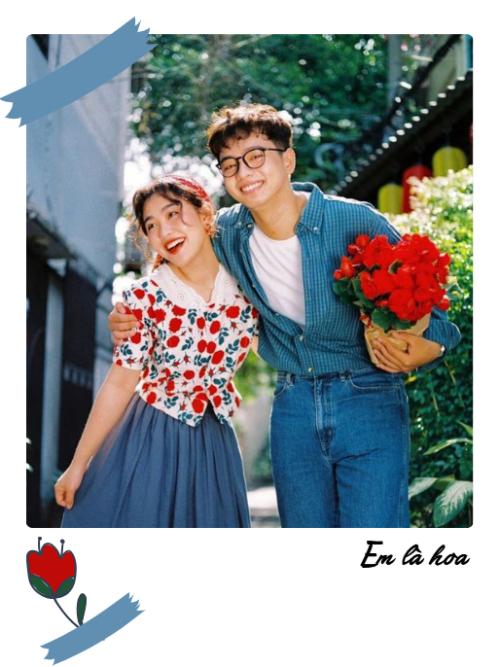 Mẫu thiết kế Bộ Ảnh Polaroid Couple, cặp đôi, thanh xuân, hoa lá 1759895644