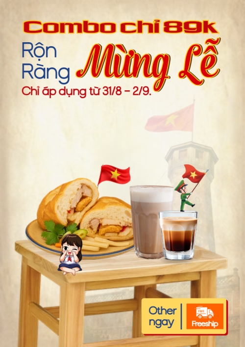 Mẫu thiết kế Poster chuẩn 2/9, Quốc Khánh, lễ hội, Việt Nam, đồ ăn, food, thực phẩm, ẩm thực, món ăn, F&B, thức ăn, cổ điển, vintage, retro, classic  1760576713
