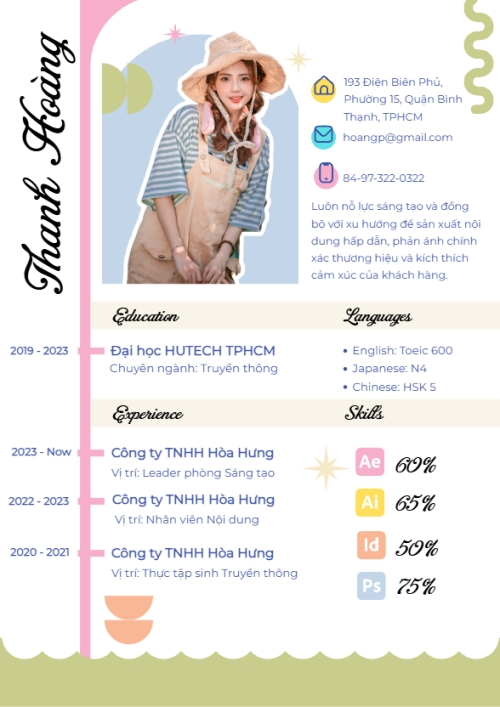 Mẫu thiết kế Hồ sơ xin việc Designer, graphic design, thiết kế, truyền thông, fashion design, social, dễ thương, cute, 1760220794