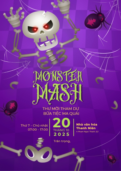 Mẫu thiết kế Thư mời Halloween, lễ hội ma quái, sự kiện, event, dễ thương, cute, chibi, hoạt hình, cartoon 1761347807