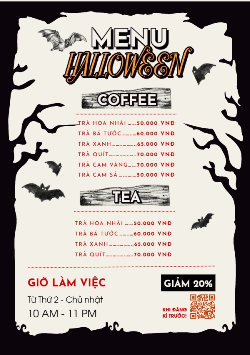 Mẫu thiết kế Menu tờ rời (dọc) Halloween, lễ hội ma quái, nước uống, drink, ẩm thực, food, dễ thương, cute, chibi, hoạt hình, cartoon 1761349819