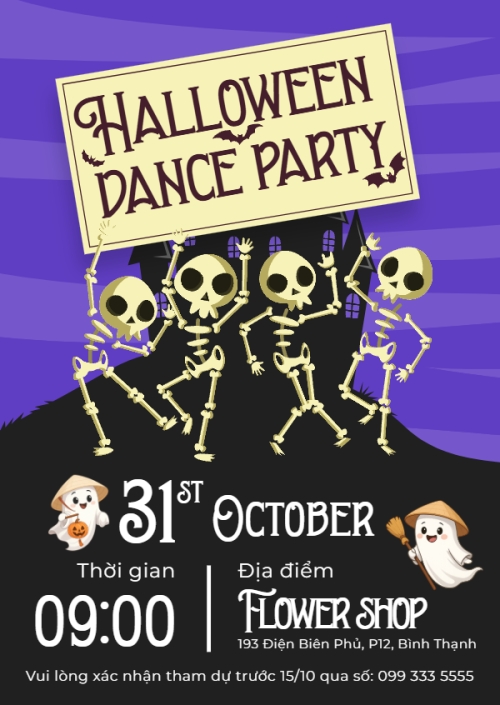 Mẫu thiết kế Thư mời Halloween, lễ hội ma quái, sự kiện, event, dễ thương, cute, chibi, hoạt hình, cartoon 1761347807