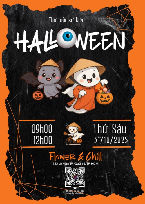 Mẫu thiết kế Thư mời Halloween, lễ hội ma quái, sự kiện, event, dễ thương, cute, chibi, hoạt hình, cartoon 1761347807