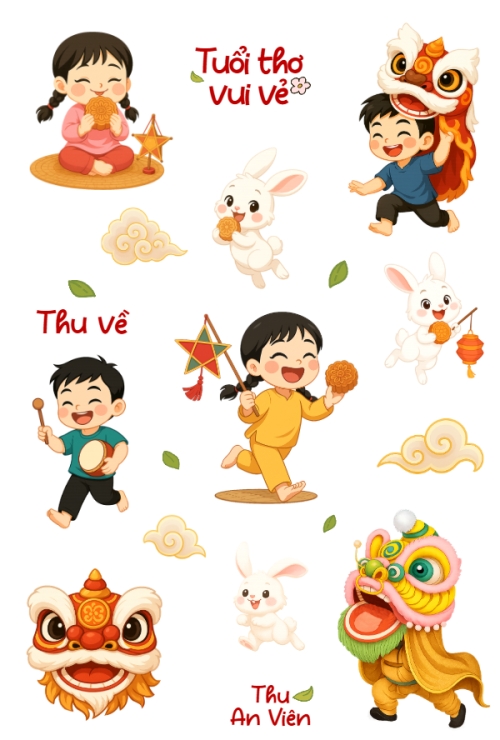 Mẫu thiết kế Nhãn Sticker - Sticker Sheets Trung thu, Tết Đoàn Viên, mid-autumn festival, sự kiện, event, dễ thương, cute, chibi, hoạt hình, cartoon 1759523647