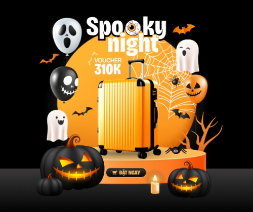 Mẫu thiết kế Bài đăng Facebook (ngang) Halloween, lễ hội ma quái, vali, thời trang, fashion, sự kiện, event, dễ thương, cute, chibi, hoạt hình, cartoon 1761379171