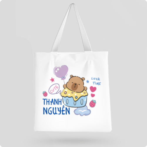 Mẫu thiết kế Túi canvas Capybara, chuột lang nước, trending, hot, viral, xu hướng, thịnh hành