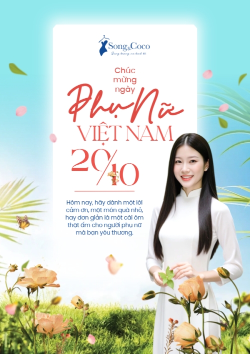 Mẫu thiết kế Poster chuẩn 20/10, Ngày phụ nữ Việt Nam, Vietnamese Women's Day, phụ nữ, sự kiện, event, thông báo, chúc mừng, mỹ phẩm, làm đẹp, beauty, hiện đại, modern, hoa lá 1760511020