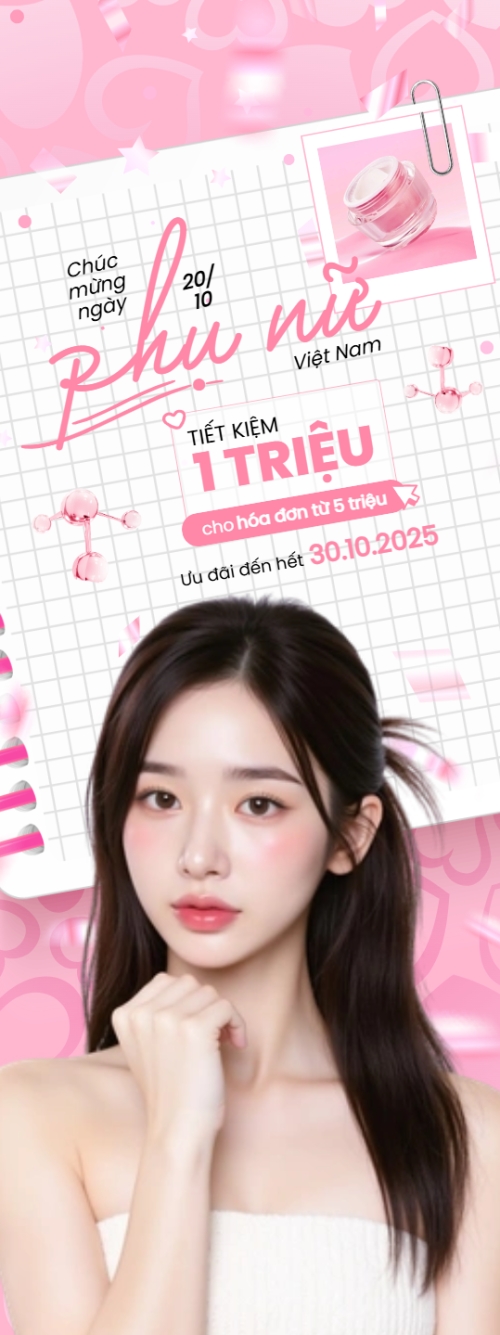 Mẫu thiết kế Standee 20/10, Ngày phụ nữ Việt Nam, Vietnamese Women's Day, phụ nữ, sự kiện, event, mỹ phẩm, làm đẹp, beauty, hiện đại, modern 1760224280