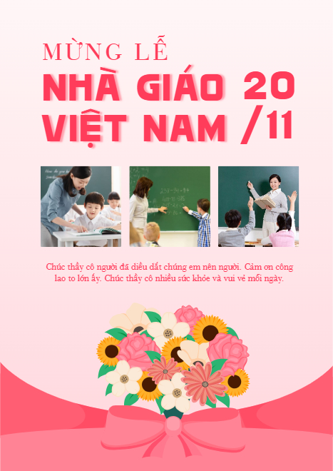 Mẫu thiết kế Khung ảnh (dọc) Ngày nhà giáo, 20/11, Teacher's day, hoa lá, thiên nhiên, floral 1763939507
