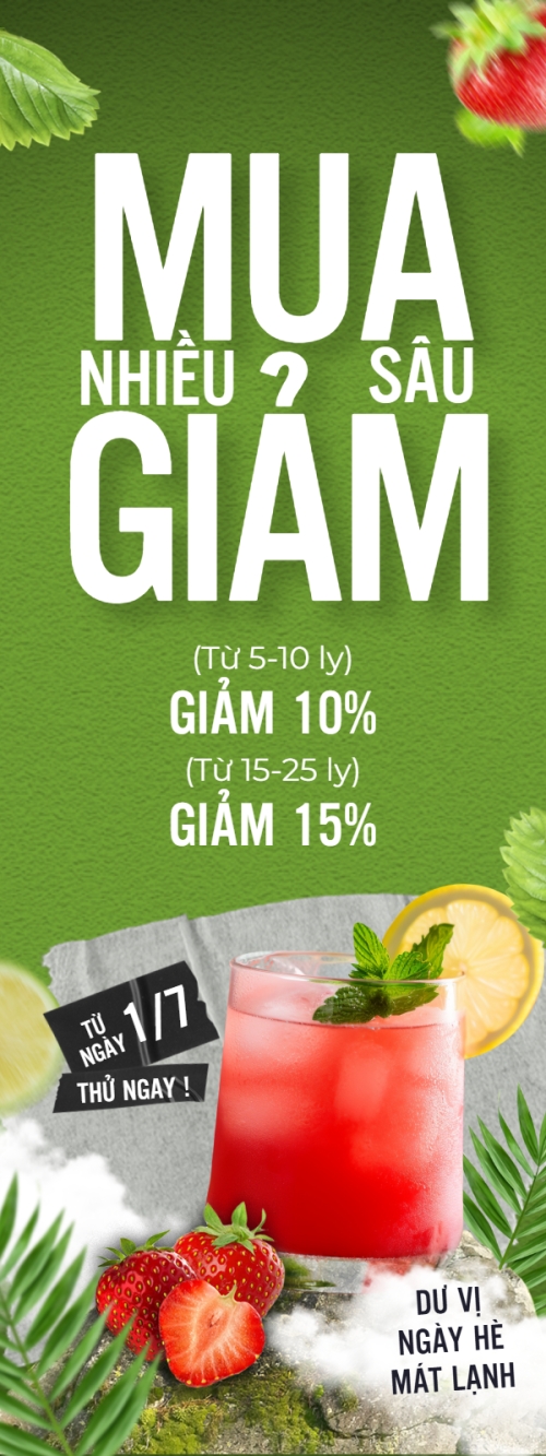 Mẫu thiết kế Standee Trà dâu, nước uống, juice, giải khát, F&B, drink, cafe, coffee, cà phê, trà sữa, milk tea, hiện đại	 1764248390