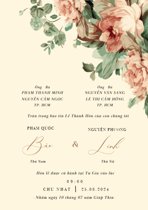Mẫu thiết kế Ruột thiệp cưới Vintage Flower, cổ điển, vintage, retro, classic 1761982330