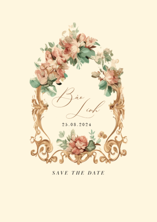 Mẫu thiết kế Ruột thiệp cưới Vintage Flower, cổ điển, vintage, retro, classic 1762045718