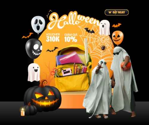 Mẫu thiết kế Bài đăng Facebook (ngang) Halloween, lễ hội ma quái, balo, thời trang, fashion, sự kiện, event, dễ thương, cute, chibi, hoạt hình, cartoon 1762295884