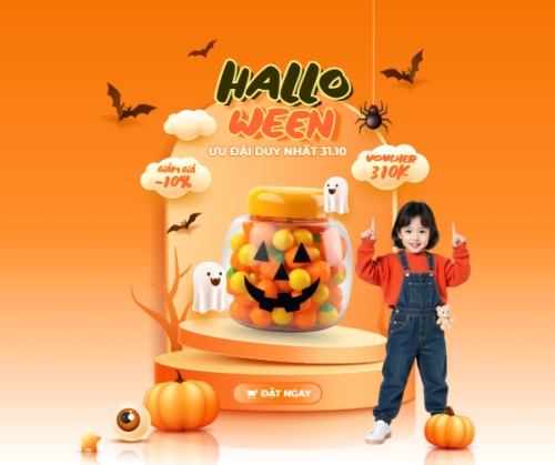 Mẫu thiết kế Bài đăng Facebook (ngang) Halloween, lễ hội ma quái, kẹo, candy, thực phẩm, food, sự kiện, event, dễ thương, cute, chibi, hoạt hình, cartoon 1762306539
