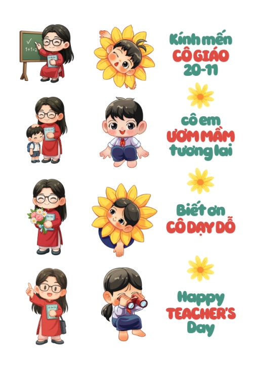 Mẫu thiết kế Nhãn Sticker - Sticker Sheets Happy Teacher's day 20/11 1763579129