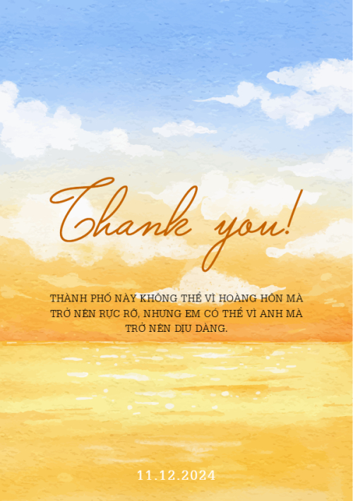 Mẫu thiết kế Ruột thiệp cưới Chiều hoàng hôn, đơn giản, thiên nhiên, floral, màu nước, watercolor 1761982066