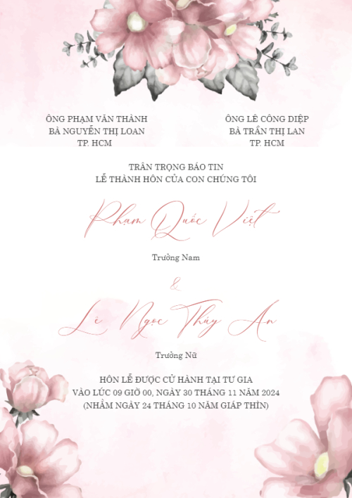 Mẫu thiết kế Ruột thiệp cưới Hương Hoa Tình Yêu, hoa lá, thiên nhiên, floral 1761984649