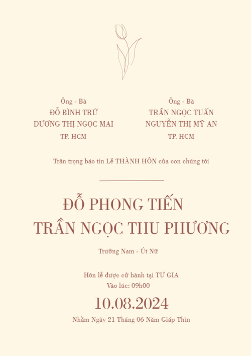 Mẫu thiết kế Ruột thiệp cưới Tulip, hiện đại, sang trọng, modern, đơn giản 1761969963