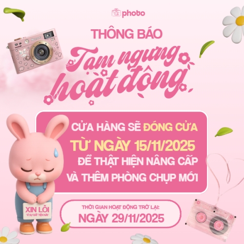 Mẫu thiết kế Bài đăng Facebook (vuông) Thông báo, di dời cửa hàng, tạm nghỉ, dịch vụ, photobooth, chụp ảnh, công nghệ, technology, điện tử, dễ thương, cute 1762172736
