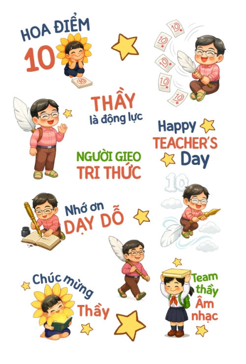Mẫu thiết kế Nhãn Sticker - Sticker Sheets Happy Teacher's day 20/11 1763579129