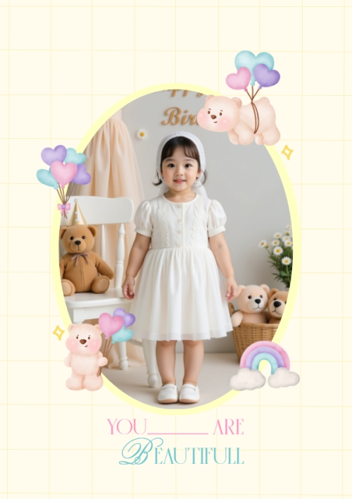 Mẫu thiết kế Khung ảnh (dọc) Em bé, baby, trẻ em, kids, dễ thương, cute, sinh nhật, birthday 1763939166