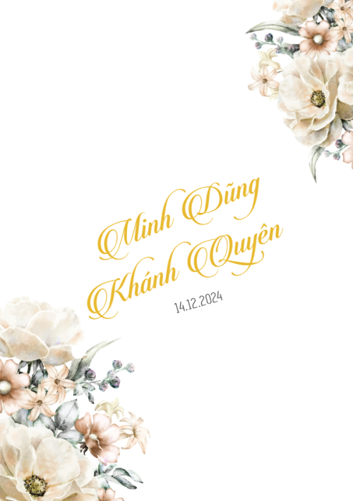Mẫu thiết kế Ruột thiệp cưới Vàng Son, hoa lá, thiên nhiên, floral, cổ điiển, vintage 1761984631