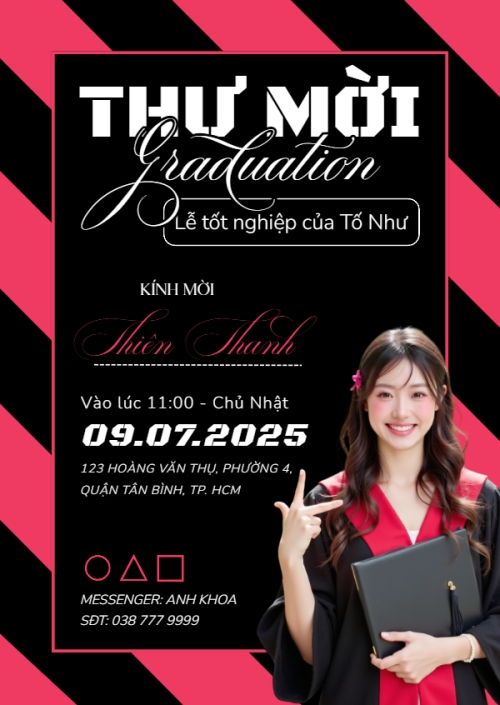 Mẫu thiết kế Thư mời Tốt nghiệp, kỉ yếu, Graduation, yearbook, dễ thương, cute, chibi, hoạt hình, cartoon, squid game 1766116034