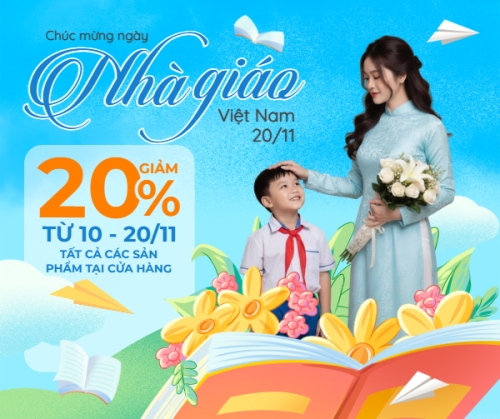 Mẫu thiết kế Bài post MXH ngang Khuyến mãi ngày nhà giáo Việt Nam 1765448556