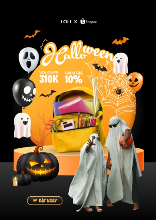 Mẫu thiết kế Poster chuẩn Halloween, lễ hội ma quái, balo, thời trang, fashion, sự kiện, event, dễ thương, cute, chibi, hoạt hình, cartoon 1765154219