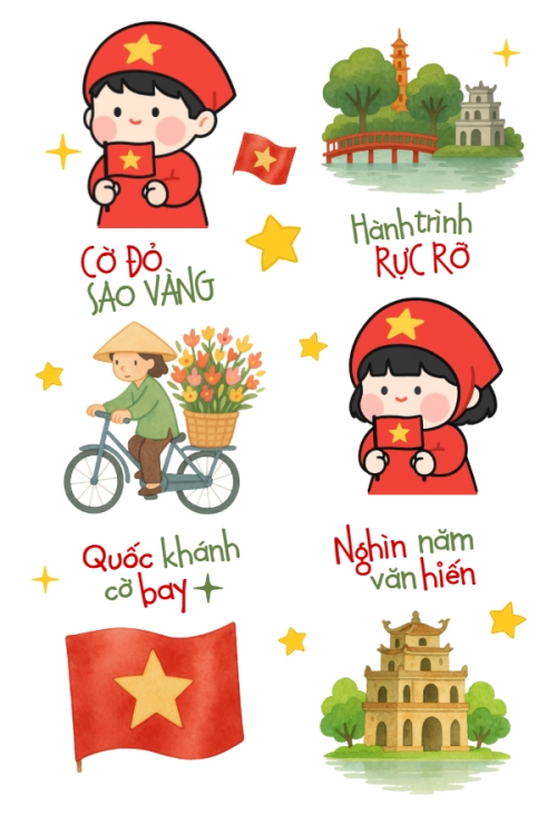Mẫu thiết kế Nhãn Sticker - Sticker Sheets 2/9, Quốc Khánh, lễ hội, Việt Nam, sự kiện, event, dễ thương, cute 1765174014
