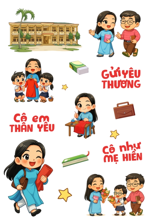 Thiết kế Nhãn Sticker - Sticker Sheets Gửi yêu thương