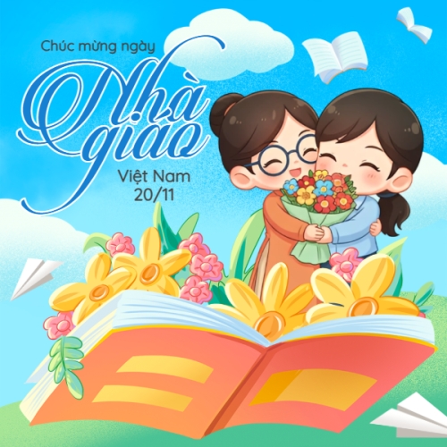 Mẫu thiết kế Bài post MXH vuông Lời chúc ngày nhà giáo Việt Nam 1765126759