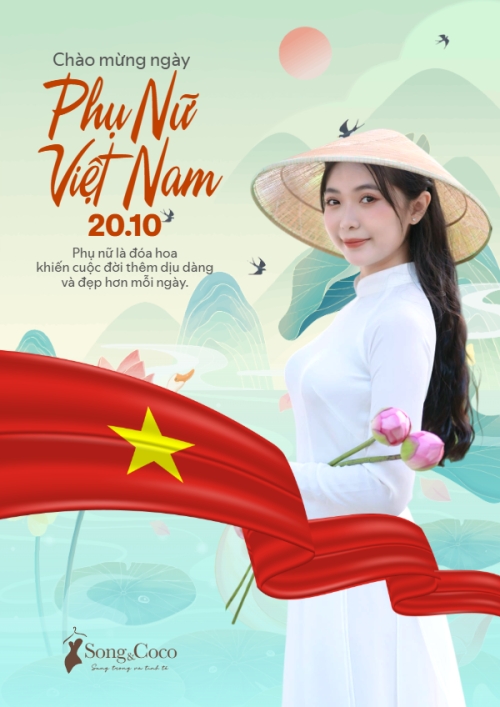 Mẫu thiết kế Poster chuẩn 20/10, Ngày phụ nữ Việt Nam, Vietnamese Women's Day, phụ nữ, sự kiện, event, thông báo, chúc mừng, mỹ phẩm, làm đẹp, beauty, hiện đại, modern, hoa lá 1765154255