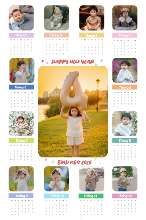 Mẫu thiết kế Lịch đơn treo tường Tuổi thơ của con 1766782182